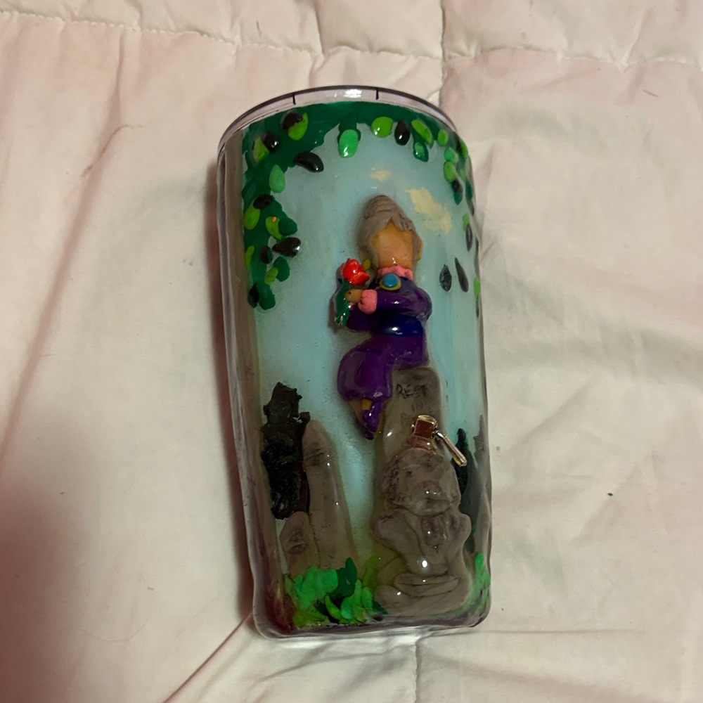 Hand-Painted Glass Tumbler with Figurine Design